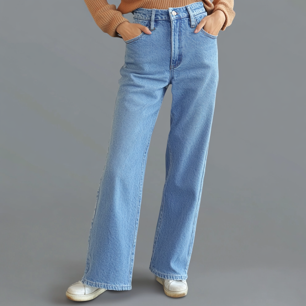 Van Veen™ | Blauwe Rechte Spijkerbroek