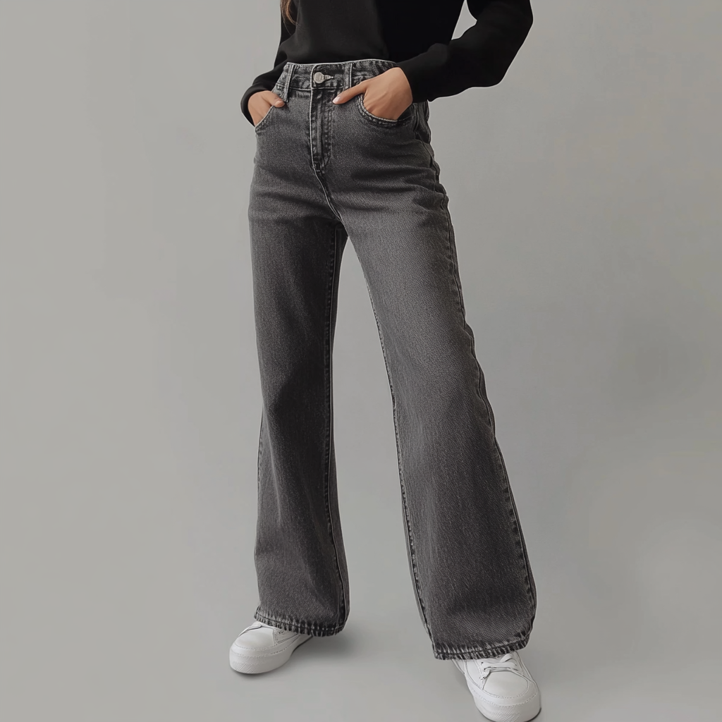 Van Veen™ | Grijze Damesbroek Wide Leg