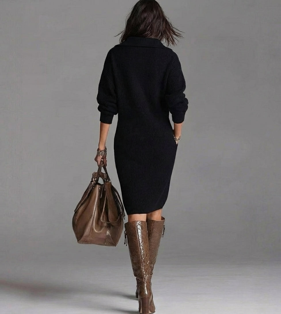 Maud™ | Warme Gebreide Dames Jurk – Zacht, Elegant & Ideaal voor Koude Dagen