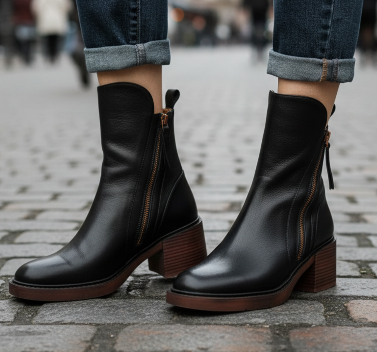 Van Veen™ | Leren Laarzen Met Comfortabele Hak